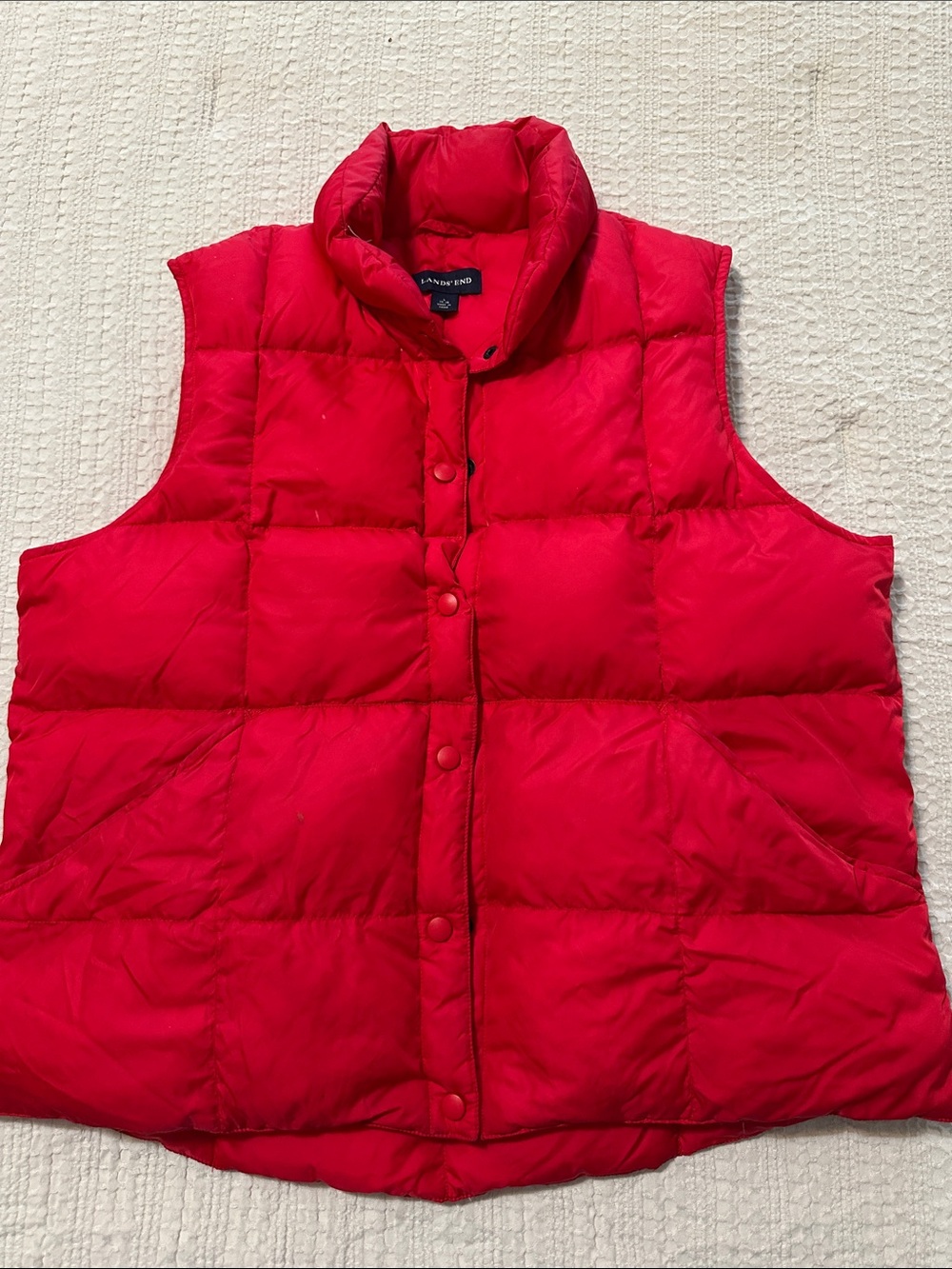 Lands' End Red Quilted Puffer Vest